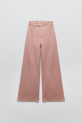 Jean simple taille haute droit délavé ourlet effiloché pantalon court
